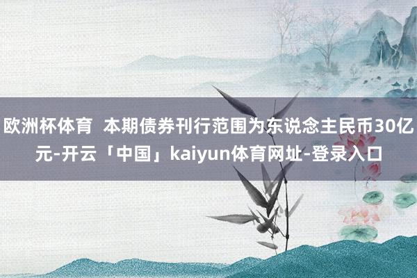 欧洲杯体育  本期债券刊行范围为东说念主民币30亿元-开云「中国」kaiyun体育网址-登录入口