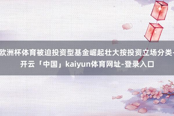 欧洲杯体育被迫投资型基金崛起壮大按投资立场分类-开云「中国」kaiyun体育网址-登录入口