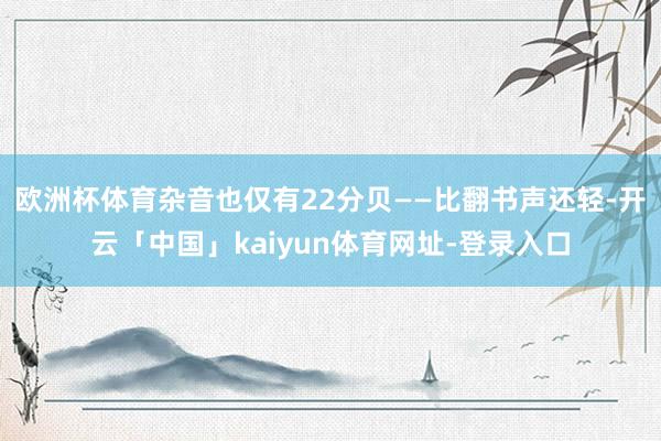 欧洲杯体育杂音也仅有22分贝——比翻书声还轻-开云「中国」kaiyun体育网址-登录入口