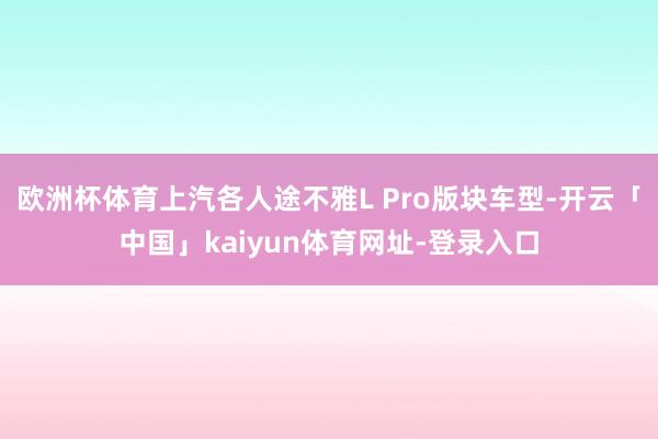 欧洲杯体育上汽各人途不雅L Pro版块车型-开云「中国」kaiyun体育网址-登录入口