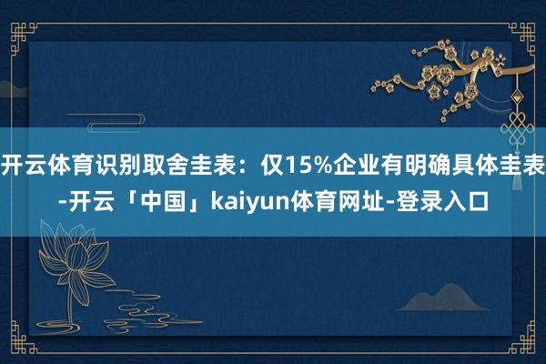 开云体育识别取舍圭表：仅15%企业有明确具体圭表-开云「中国」kaiyun体育网址-登录入口