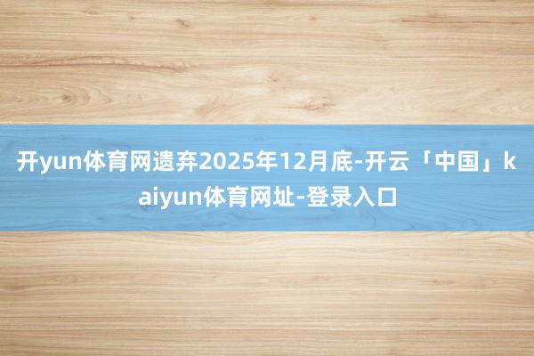 开yun体育网遗弃2025年12月底-开云「中国」kaiyun体育网址-登录入口