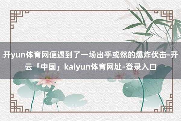 开yun体育网便遇到了一场出乎或然的爆炸伏击-开云「中国」kaiyun体育网址-登录入口