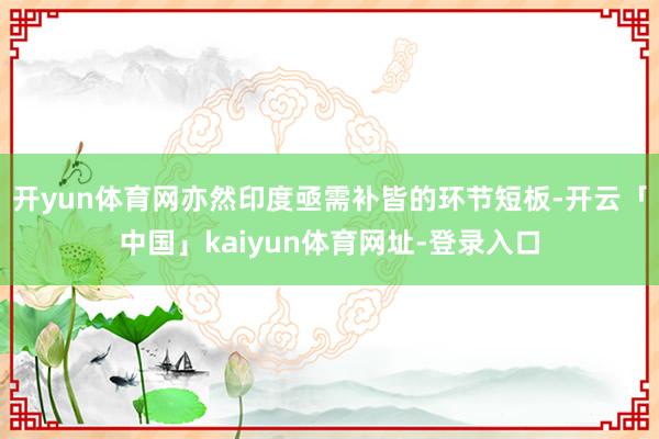 开yun体育网亦然印度亟需补皆的环节短板-开云「中国」kaiyun体育网址-登录入口