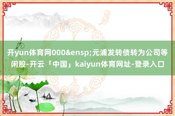 开yun体育网000&ensp;元浦发转债转为公司等闲股-开云「中国」kaiyun体育网址-登录入口